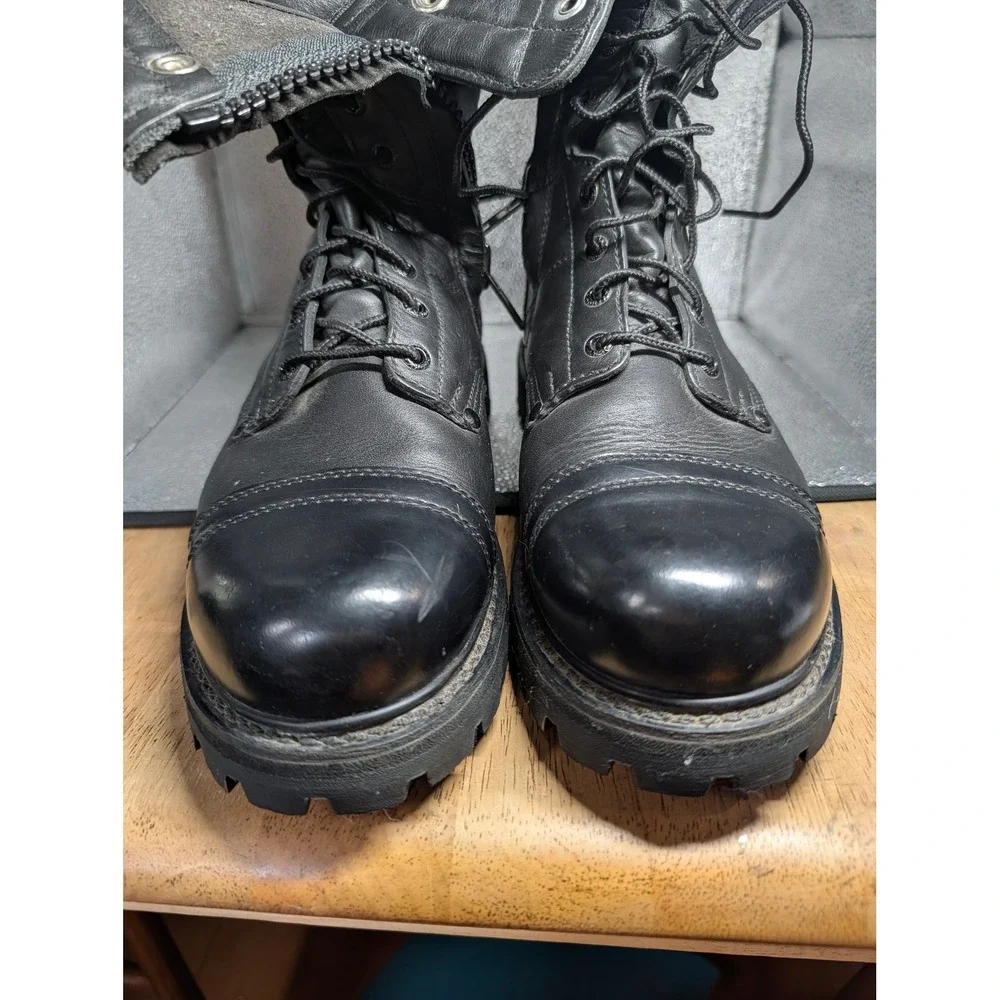 Rocky 2090 Mens Black Leather Paratrooper Side Zip Combat Boots 12 W Wide